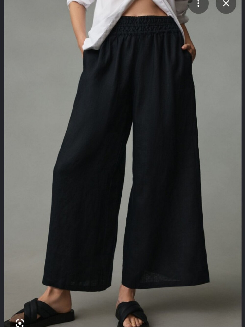 Anthropologie Somerset Linen Wide Leg Pull On Pants